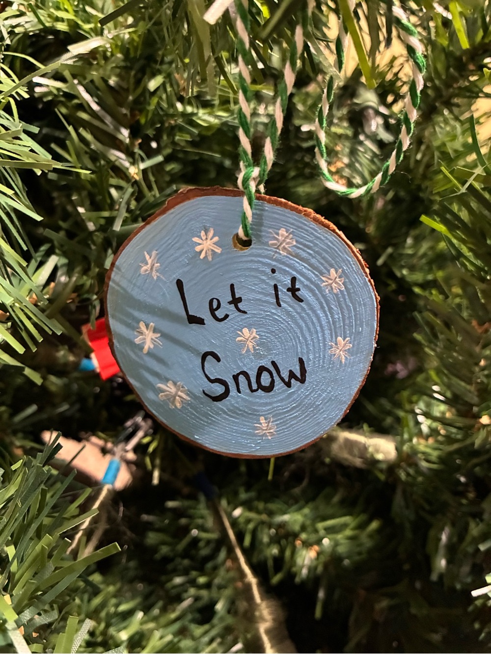 Let it snow painted ornament